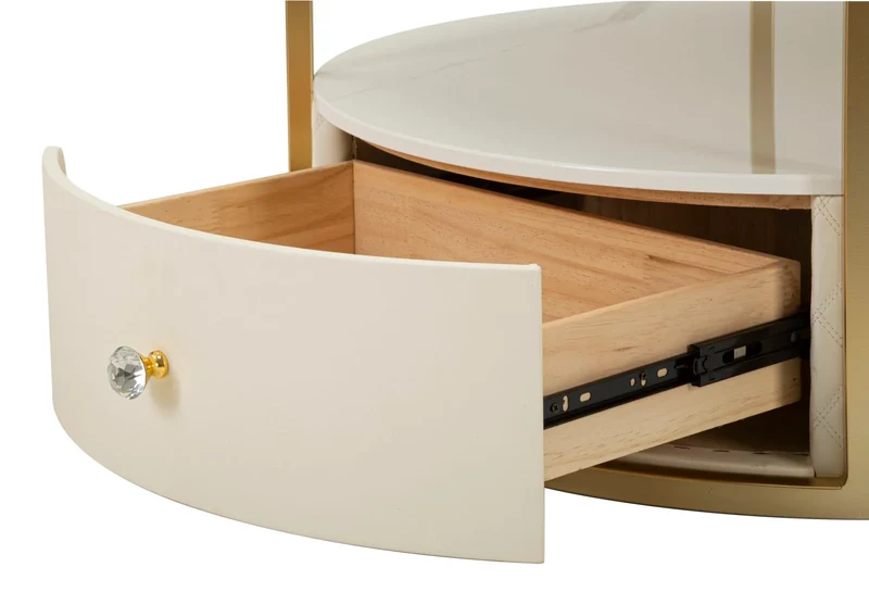 Table basse ronde avec piètement doré – Sharon Modern Design avec plateau en marbre