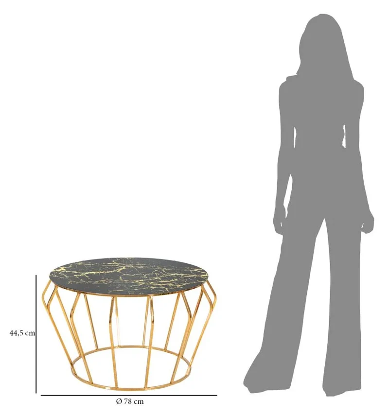 Table basse ronde avec piètement en fil métallique doré – Histor Modern Design