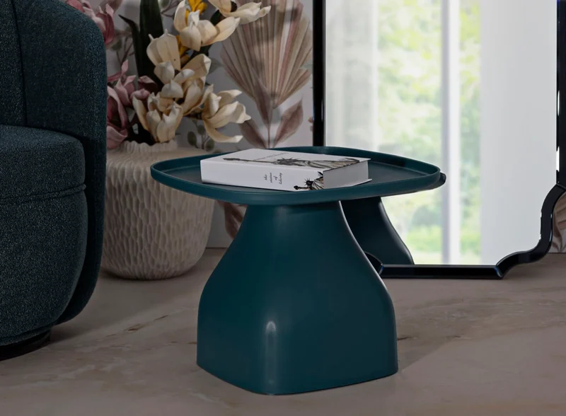 Table basse ronde bleue avec piètement sculptural – Gea Contemporary Style