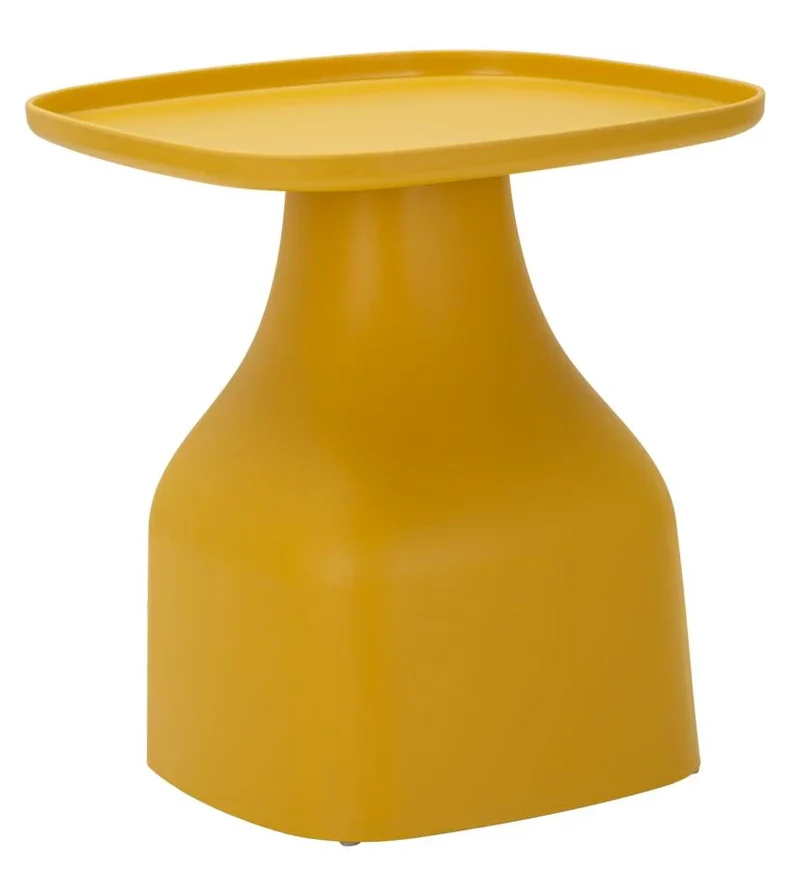 Table basse ronde jaune avec piètement géométrique – Gea Modern Design