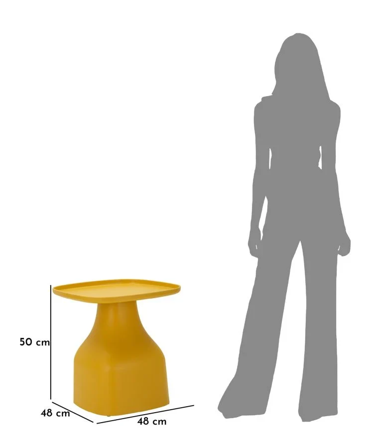 Table basse ronde jaune avec piètement géométrique – Gea Modern Design