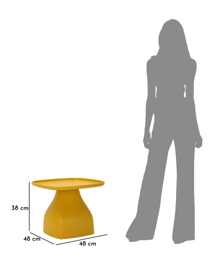 Table basse ronde jaune avec piètement sculptural – Gea Accent Table