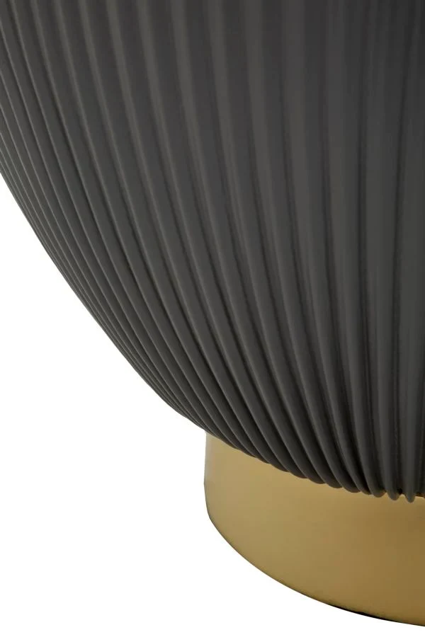 Table basse ronde noire avec base dorée – Style contemporain Elge avec plateau en marbre