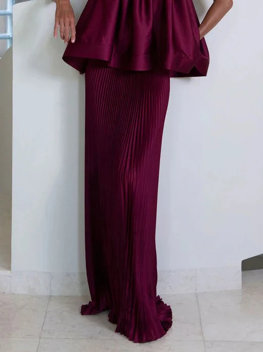 Elegant Sleeveless Pleated Vest Skirt Two-Piece Set