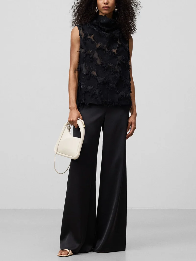 Elegant Satin Wide-leg Pants