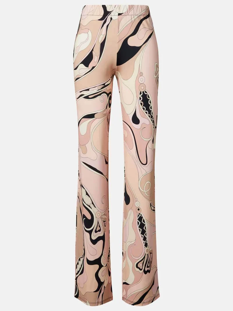 Unique Floral Print Fitted Button Shirt & Elastic Waist Straight-Leg Pants Set