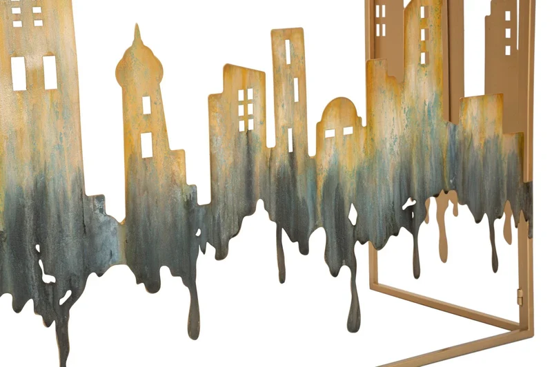 Table console en métal et verre Cityscape