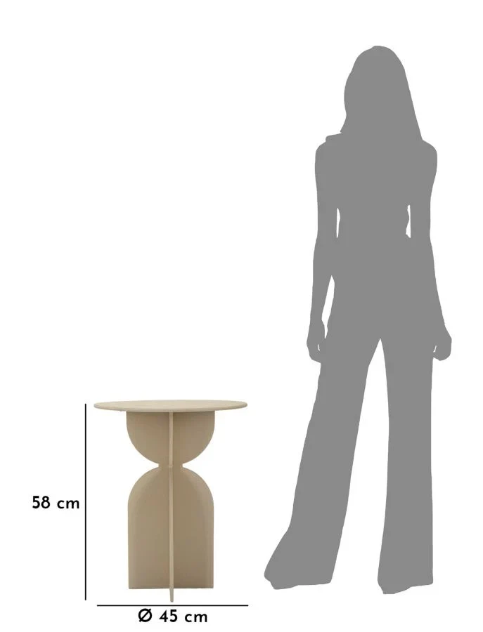 Table d'appoint ronde beige avec base sculpturale – Dune Modern Design