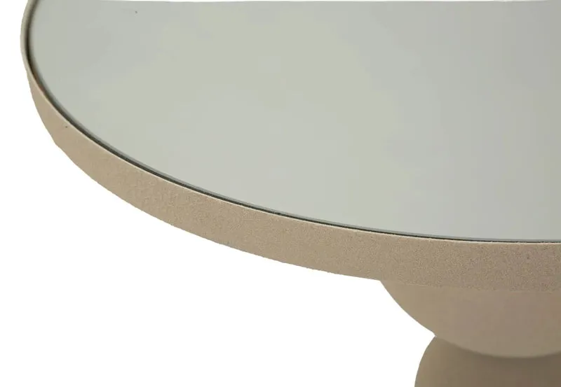 Table d'appoint ronde beige avec surface miroir – Dune Modern Accent