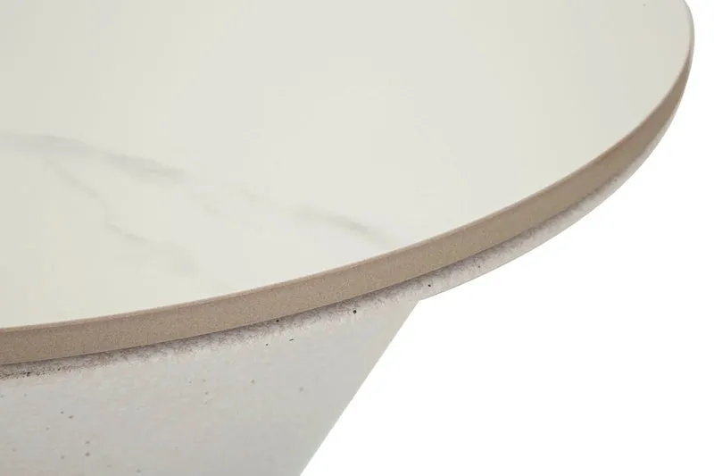 Table d'appoint ronde blanche à double base – Design moderne avec plateau en marbre