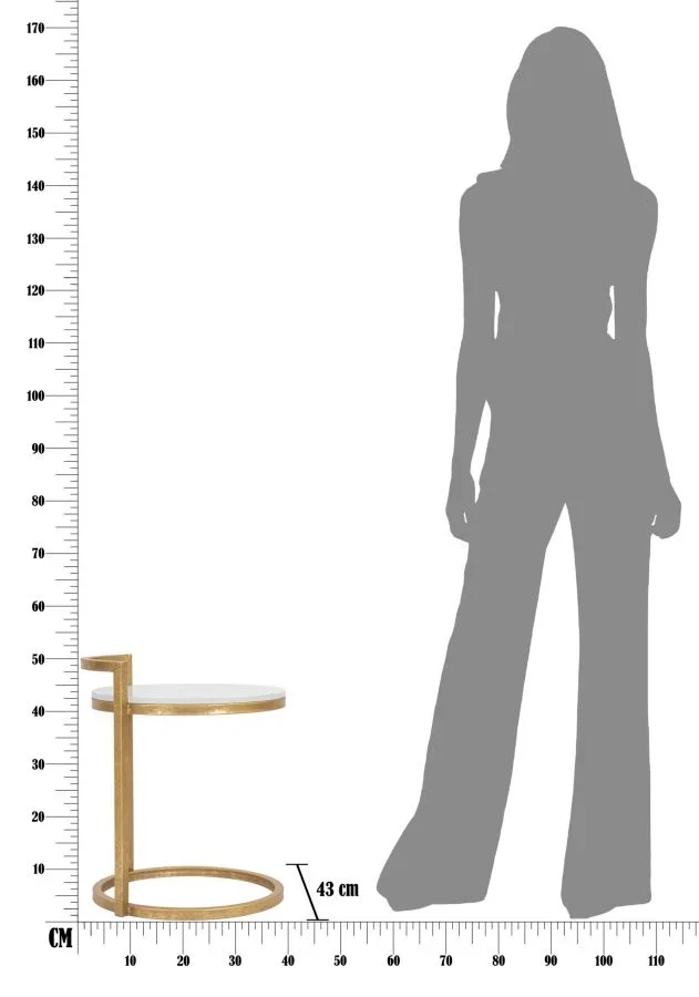 Table d'appoint ronde en marbre artificiel avec base dorée – Table d'appoint moderne