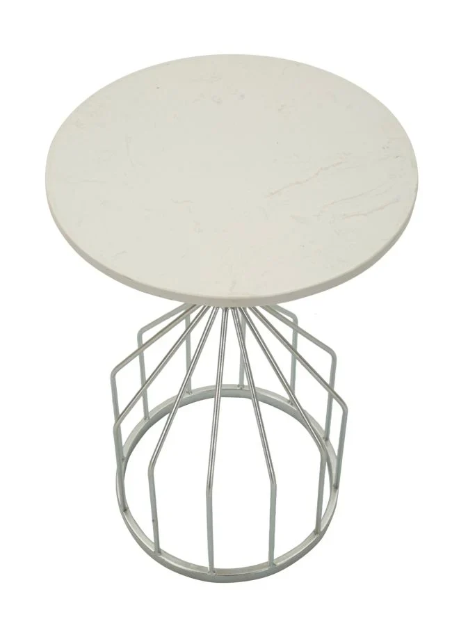 Table d'appoint ronde en marbre artificiel avec base unique – Style contemporain