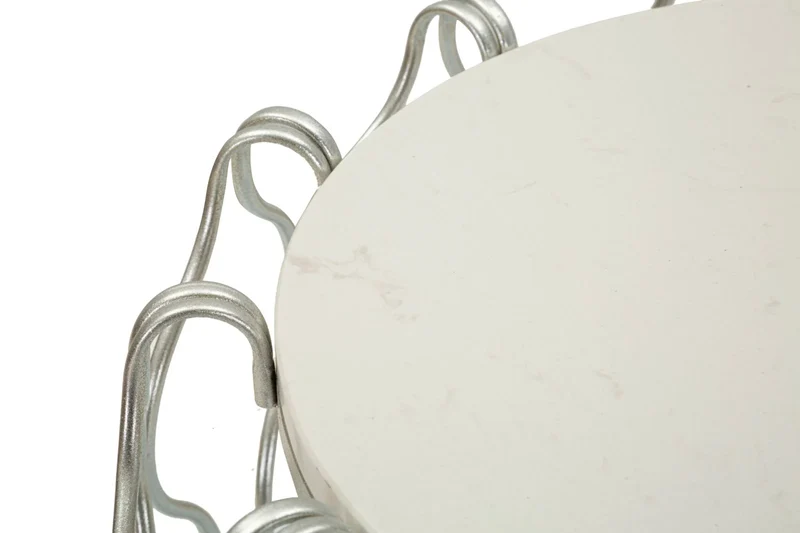 Table d'appoint ronde en marbre artificiel avec structure en métal tressé – Hook Accent Design