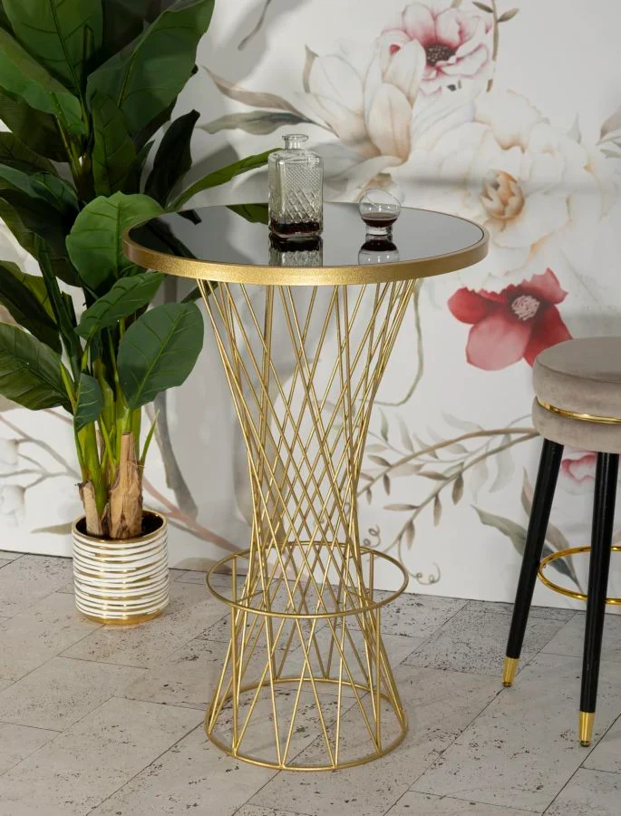 Table de bar haute en métal doré avec structure ajourée – Tower New Design