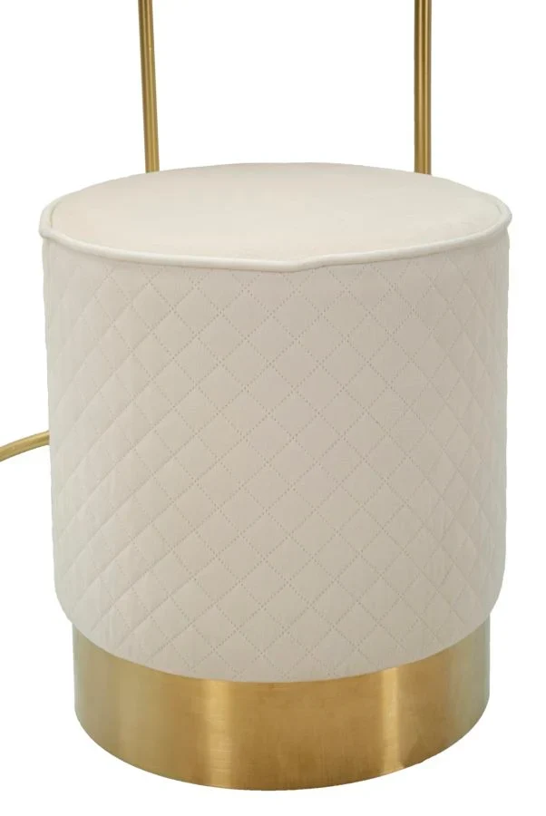 Table de chevet crème avec pouf assorti et plateau en marbre – Coiffeuse Velit