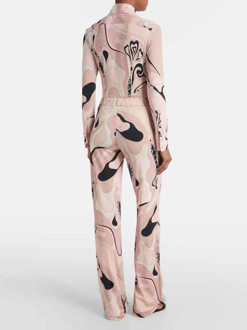 Unique Exquisite Floral Print Slim-Fit Button Shirt