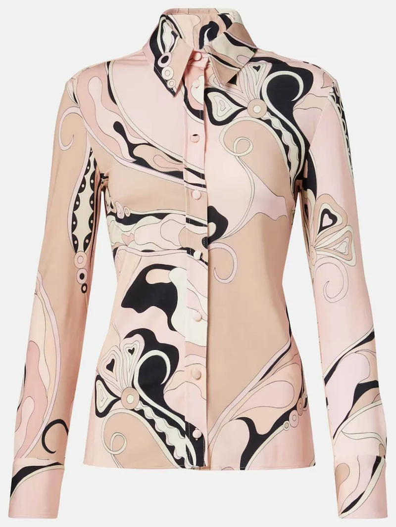 Unique Exquisite Floral Print Slim-Fit Button Shirt