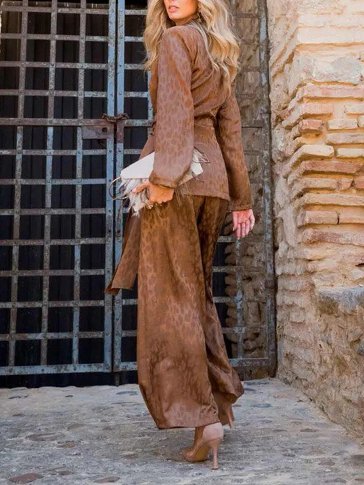Elegant Satin Jacquard Wide-leg Pants