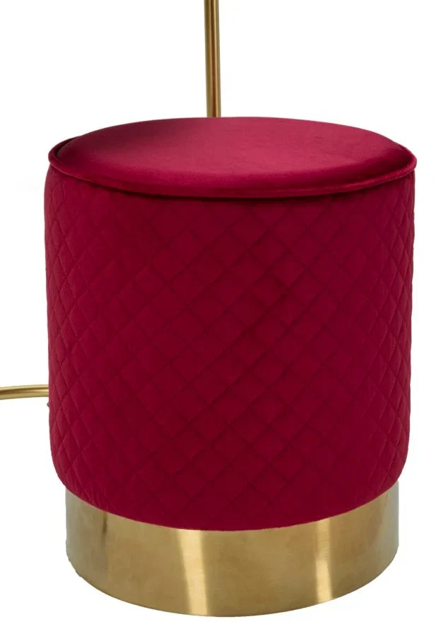 Table de chevet rouge avec pouf assorti et plateau en marbre – Coiffeuse Velit
