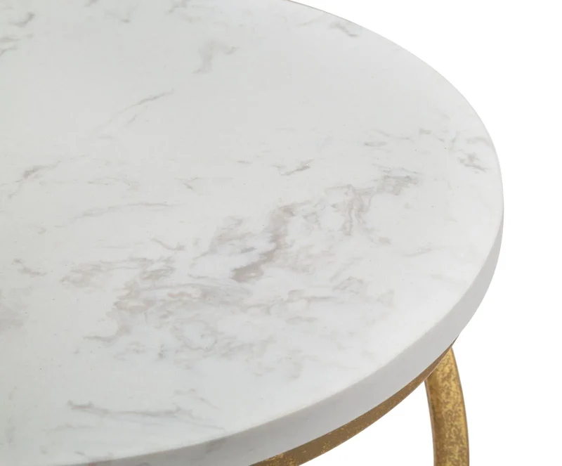 Table d’appoint en spirale en métal doré avec plateau en marbre