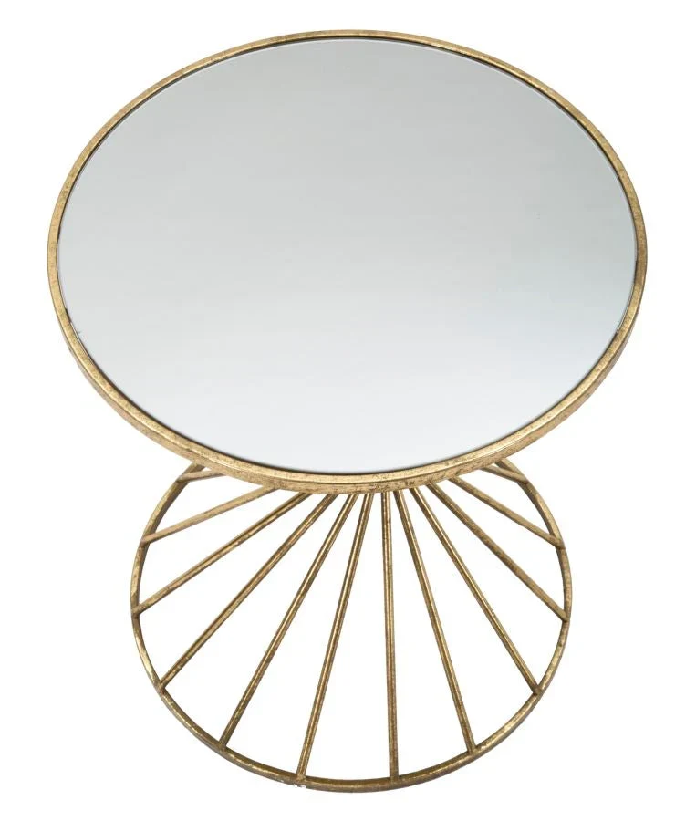 Table d’appoint géométrique en métal et verre