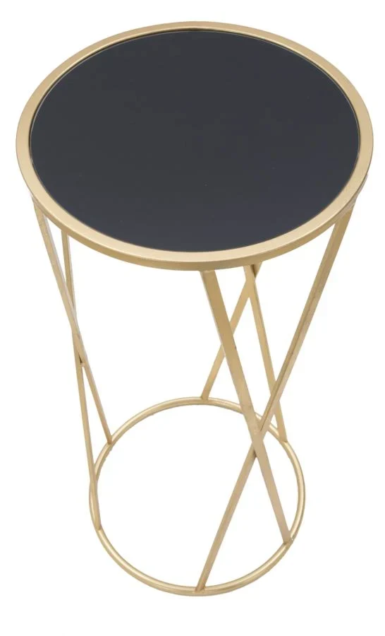 Table ronde sur pied avec base dorée – Support moderne pour plantes