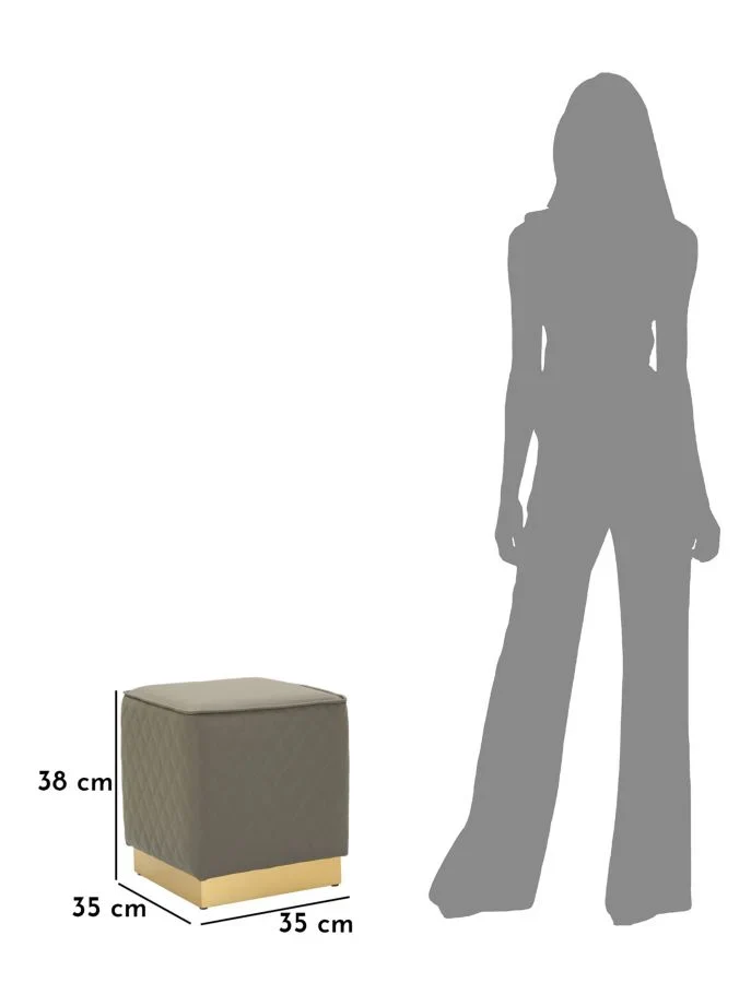 Tabouret carré rembourré avec base dorée – Sharon Modern Accent