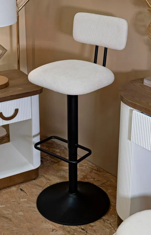Tabouret de bar blanc réglable avec élévateur – Collection Light