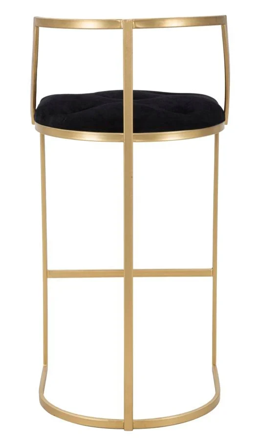 Tabouret de bar en velours noir avec pieds en métal doré