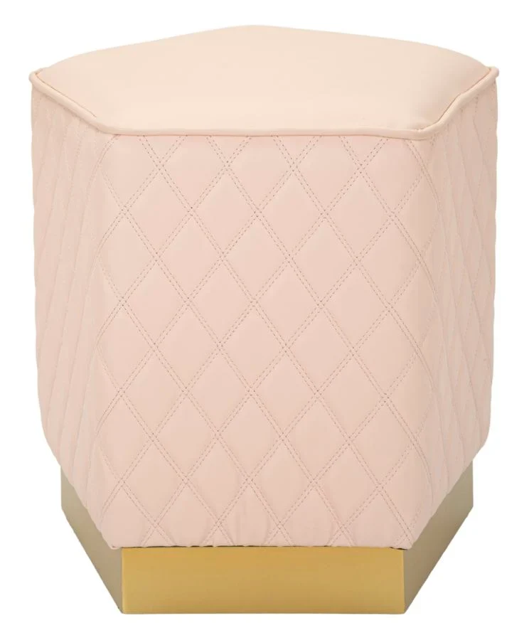 Tabouret rembourré pentagonal avec piètement doré – Siège d'appoint Sharon