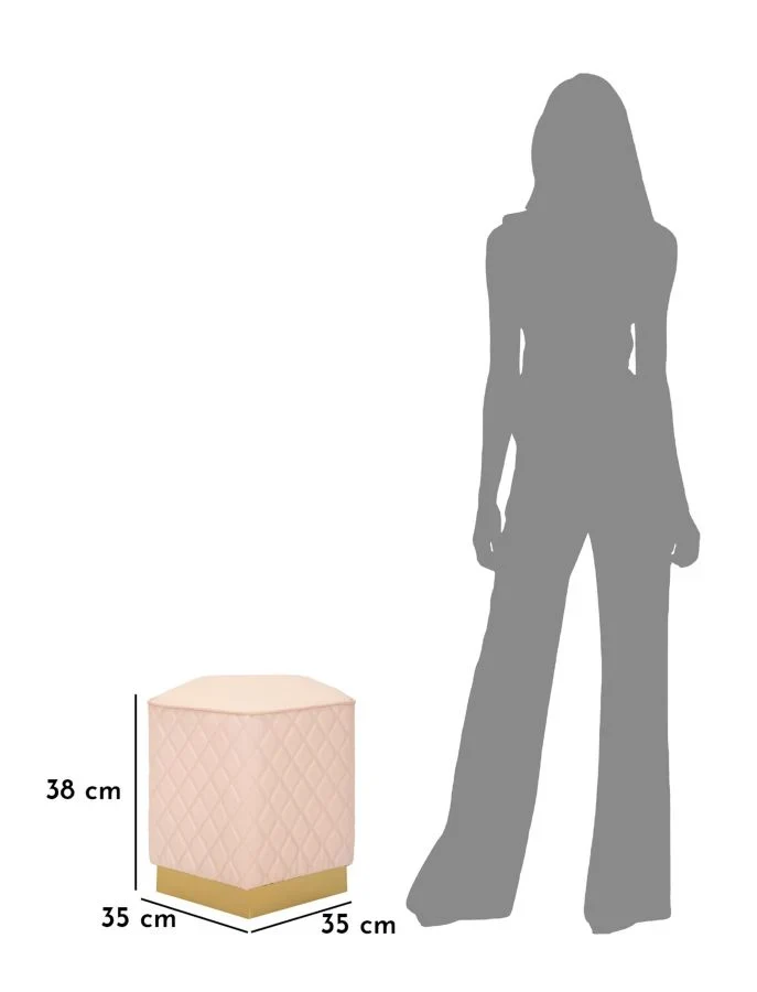 Tabouret rembourré pentagonal avec piètement doré – Siège d'appoint Sharon