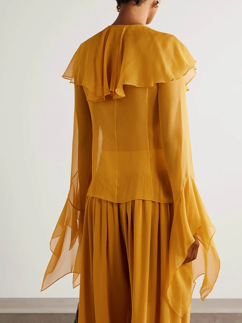 Elegant Ruffled Chiffon Blouse