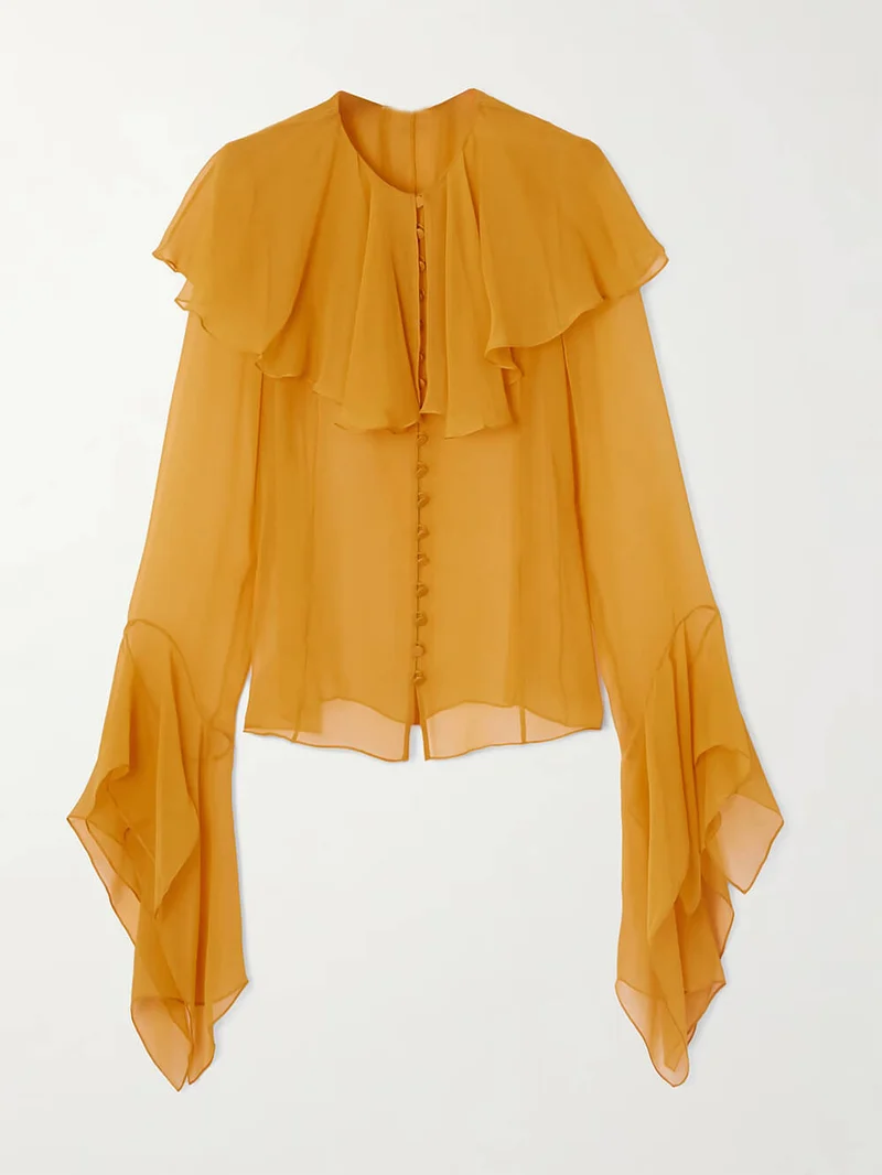Elegant Ruffled Chiffon Blouse