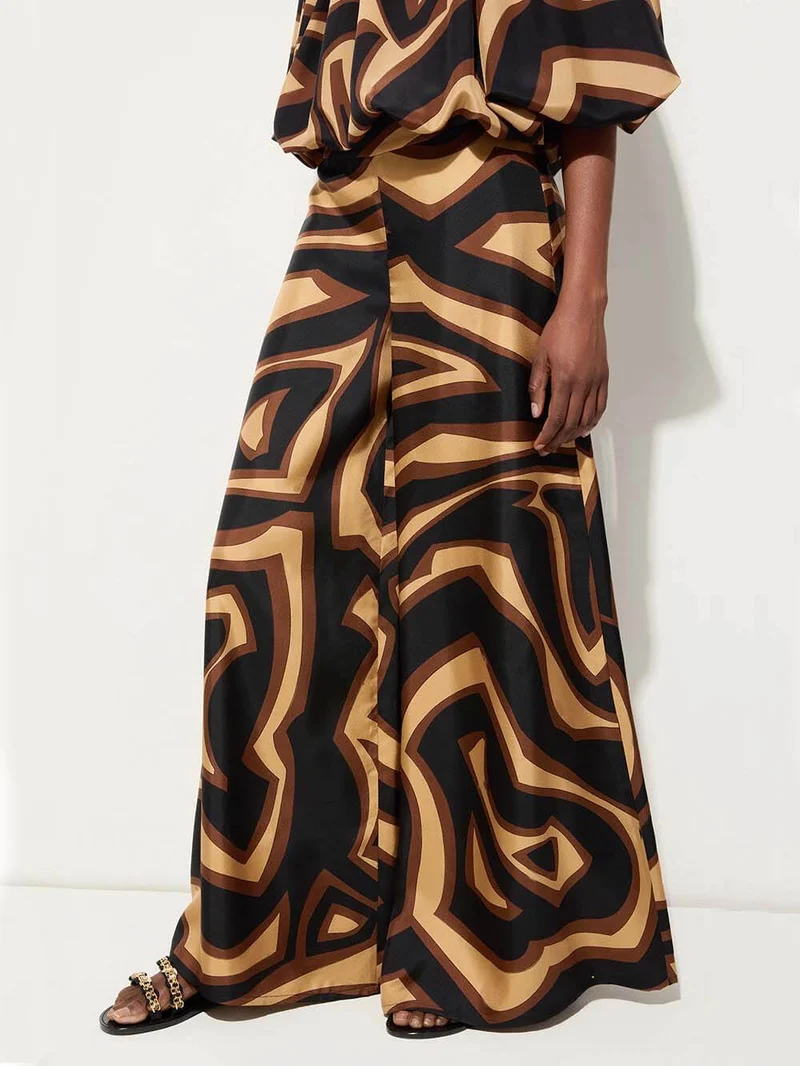 Retro Swirl Print Satin Twill Shirt
