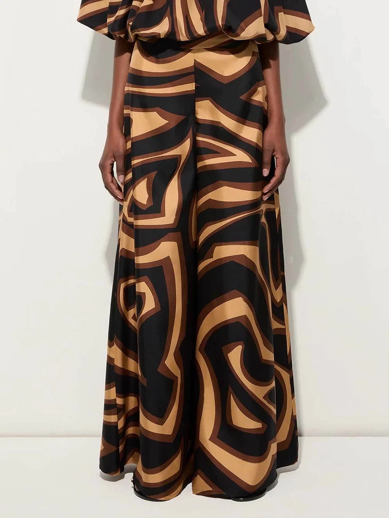 Unique Swirl Print Satin Twill Shirt