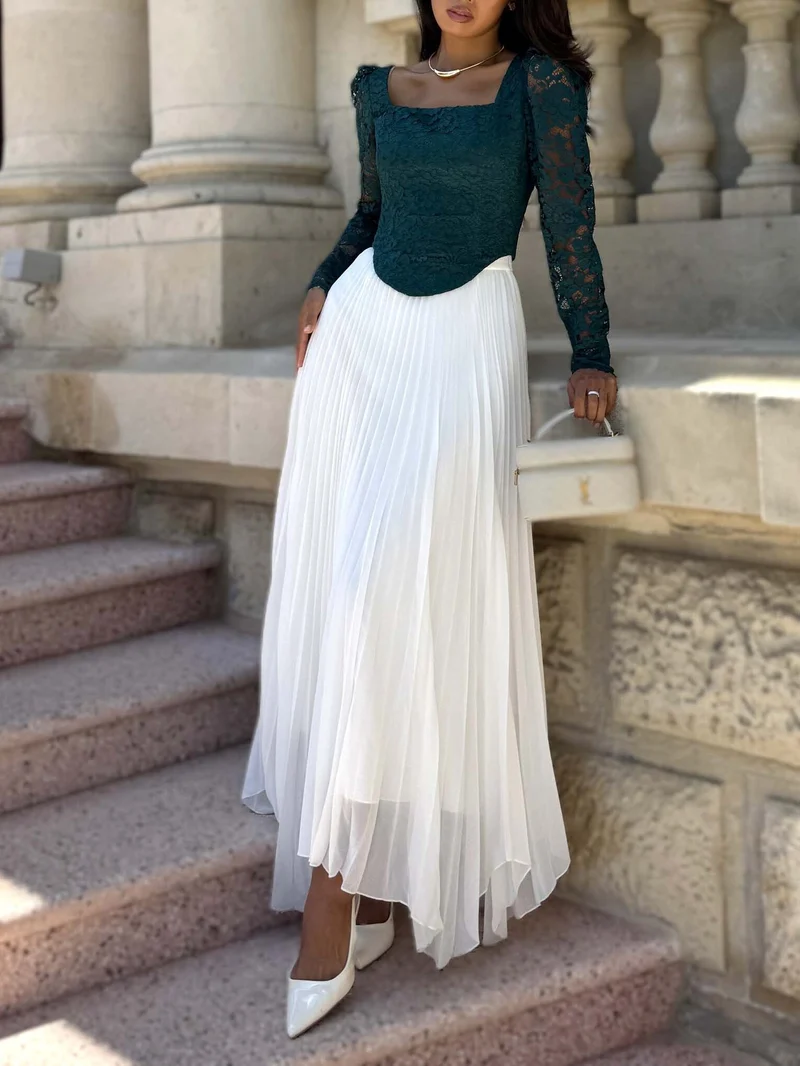Elegant Pleated Irregular Skirt