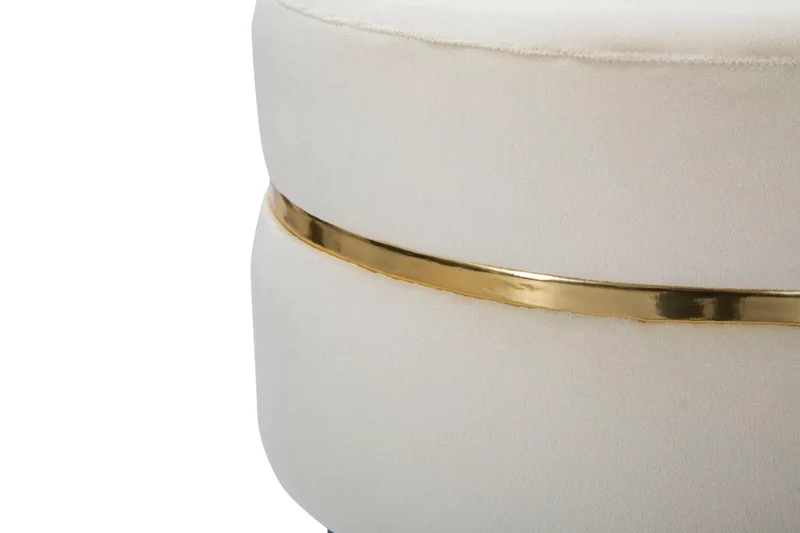 Tabouret rond en velours crème avec base dorée – Fauteuil d'appoint Paris
