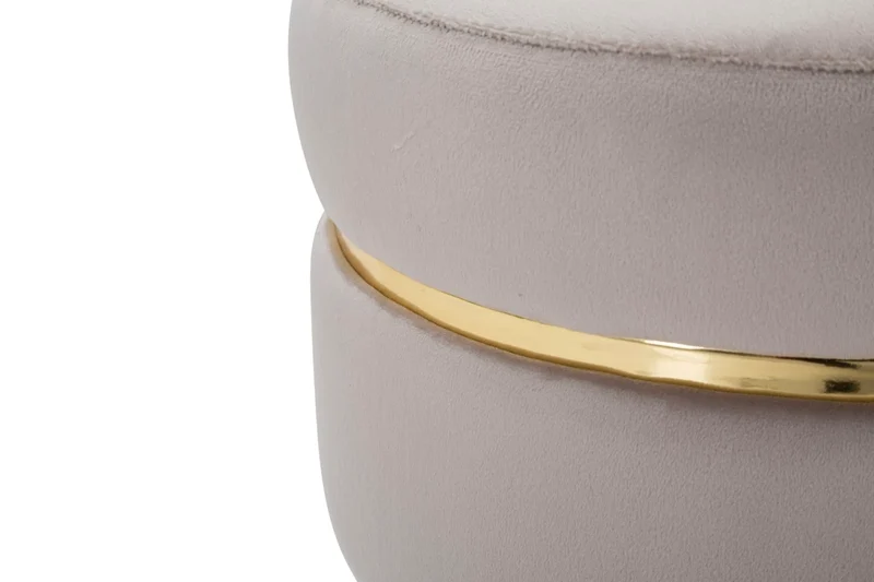 Tabouret rond en velours gris avec pieds dorés – Fauteuil d'appoint Paris