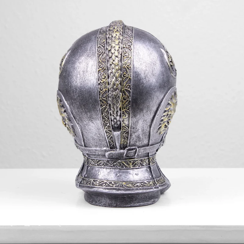 Tirelire en forme de casque médiéval de chevalier (Sculpture moulé à froid)