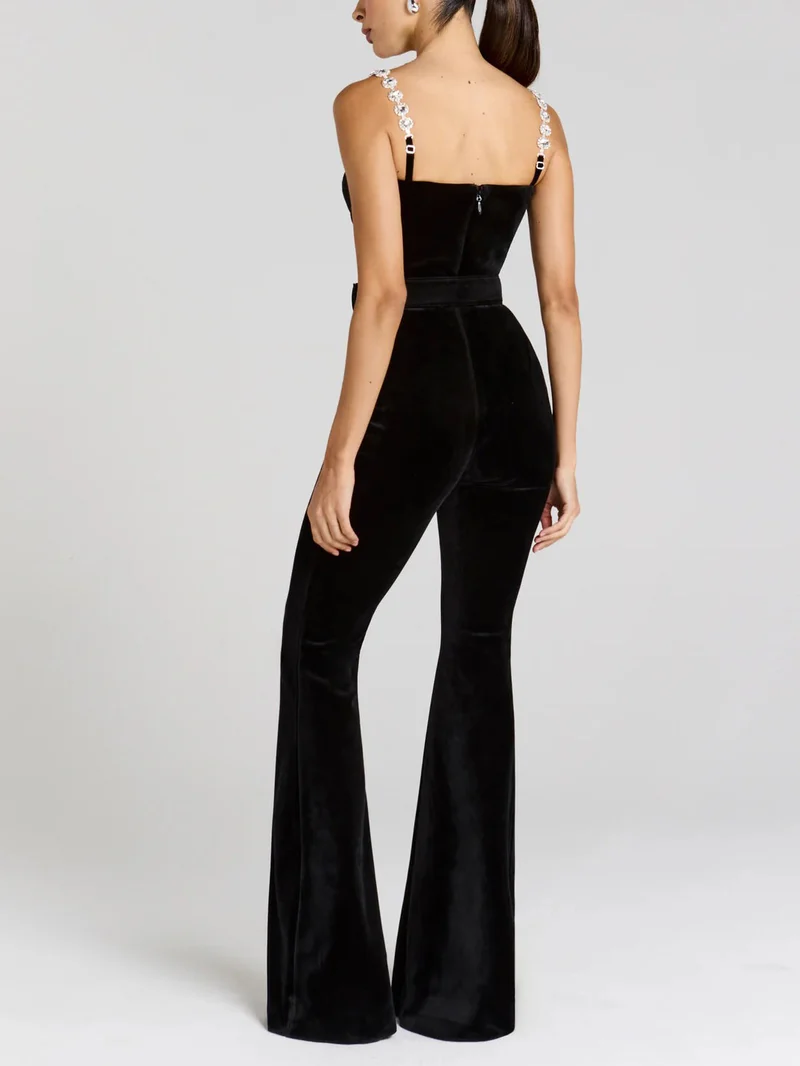 Elegant Velvet Black Jumpsuit