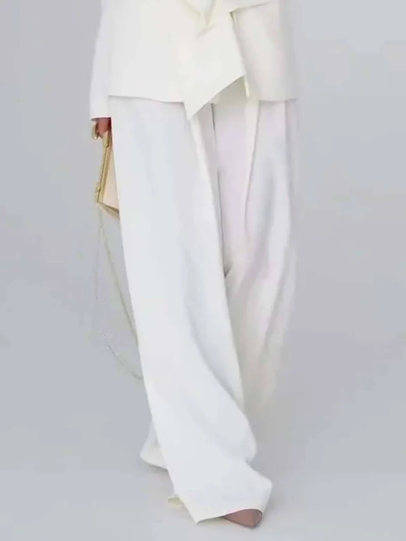 Unique Casual Pocket Blazer Wide-Leg Pants