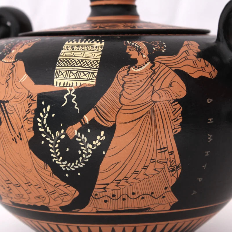 Vase avec des divinités de la mythologie grecque à figures rouges