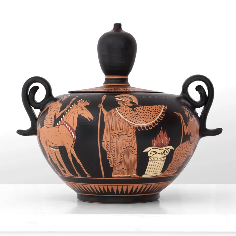 Vase avec des divinités de la mythologie grecque à figures rouges