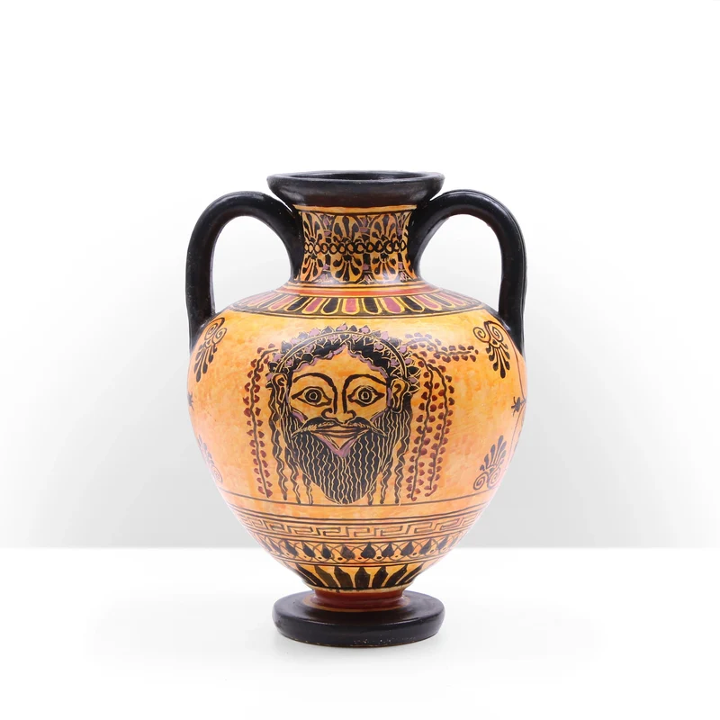 Vase Grec à Figures Noires avec Scène de Récolte des Olives