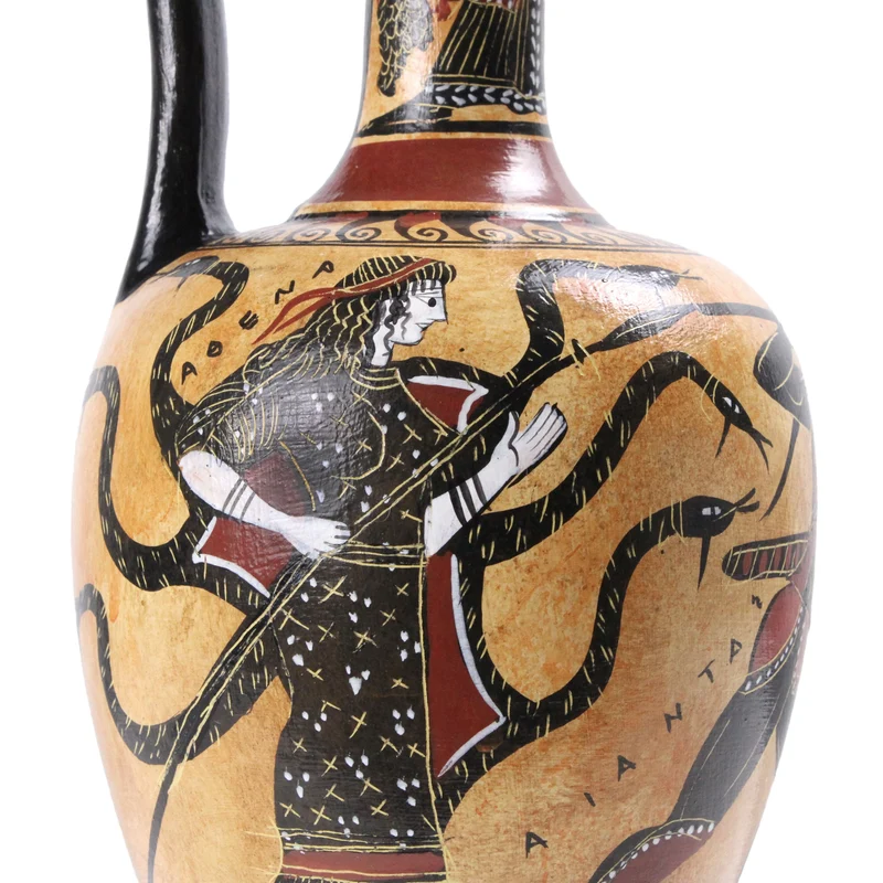 Vase grec avec Athéna à figures noires