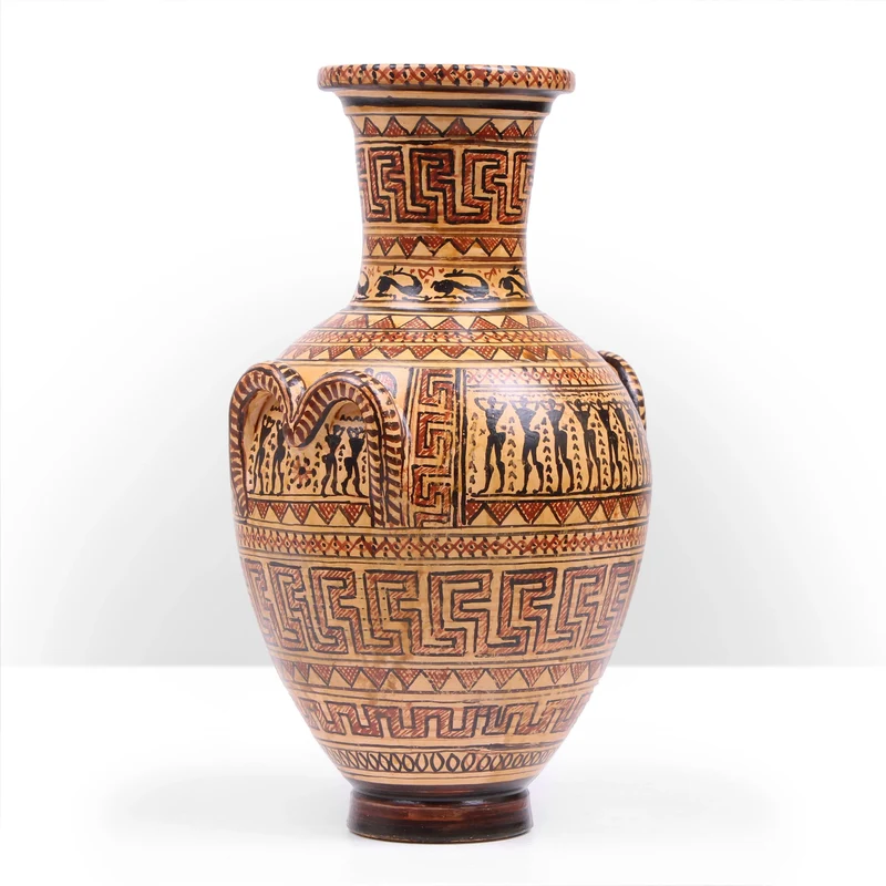 Vase Grec Géométrique avec Motifs Complexes