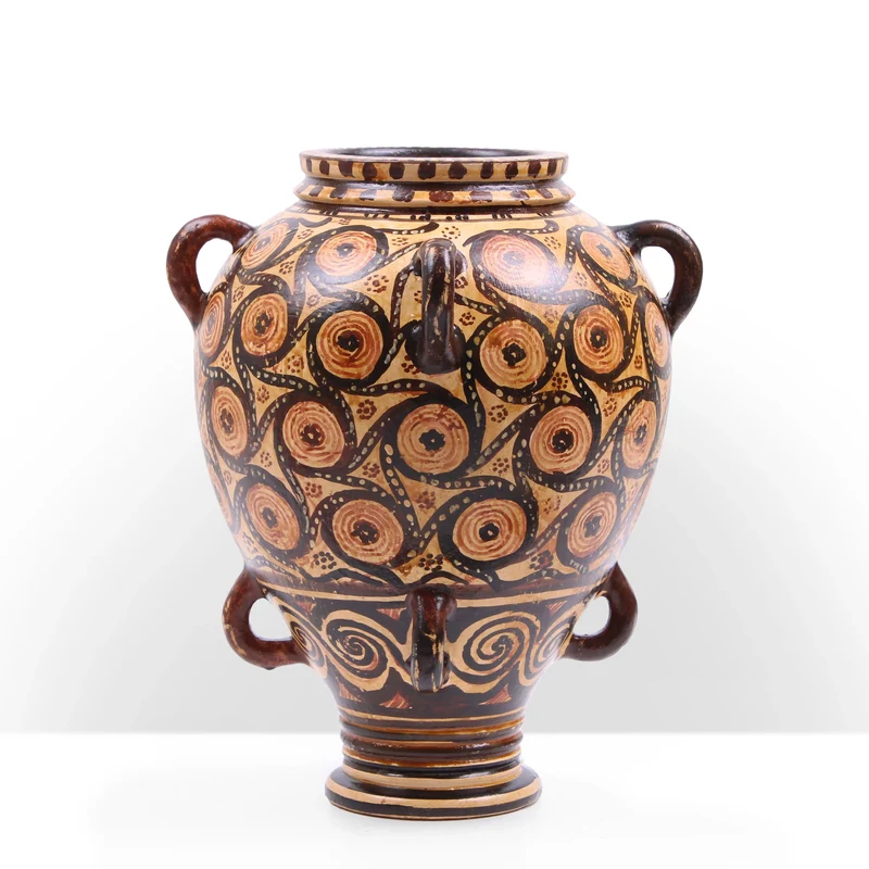 Vase Minoen Grec avec Peinture d'Art Géométrique