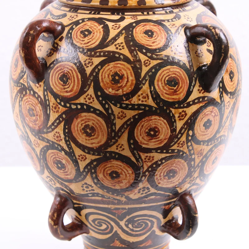 Vase Minoen Grec avec Peinture d'Art Géométrique