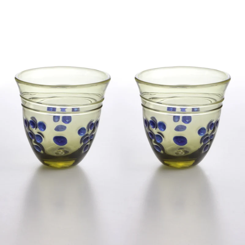 Verre à Vin avec Relief de Raisin en Paire