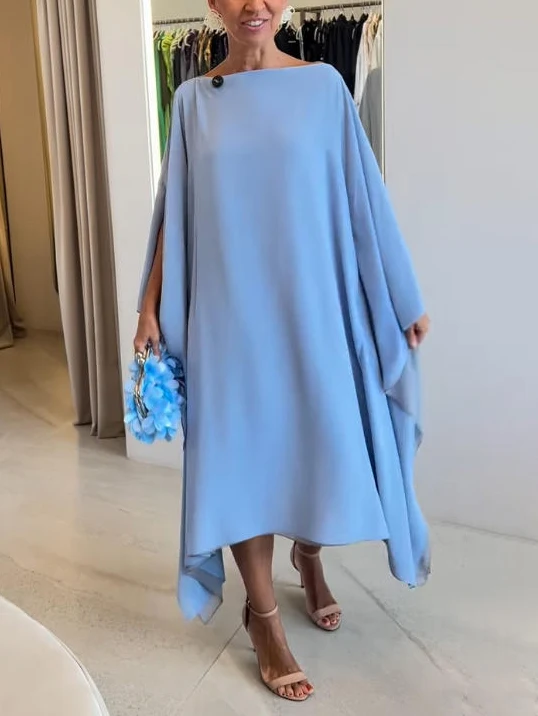 Elegant Two-Tone Cave Midi Dress